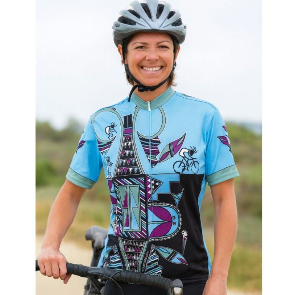 Performance Bike Cycling Jersey Shirt Womens Sz L Kokopelli Cycle Design Graphic